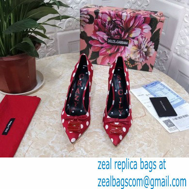 Dolce  &  Gabbana Heel 10.5cm Leather Dot Print Sicily Pumps Red 2021